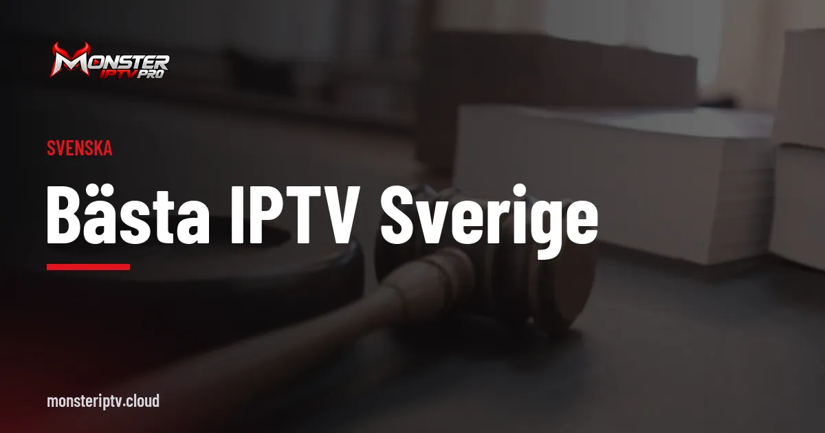 Banner med texten bästa IPTV Sverige över en domarklubba