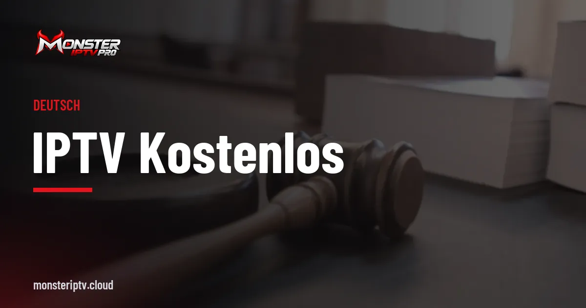 Banner mit dem Text IPTV kostenlos über einem Richterhammer
