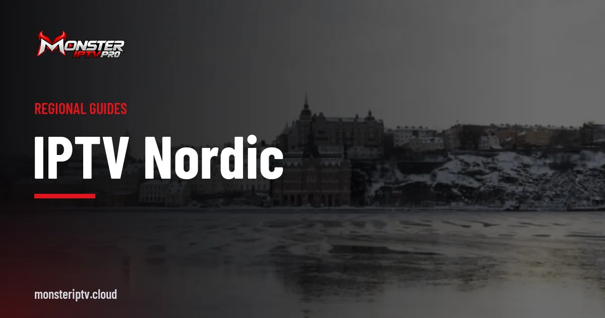 IPTV Nordic banner over a street in Stockholm