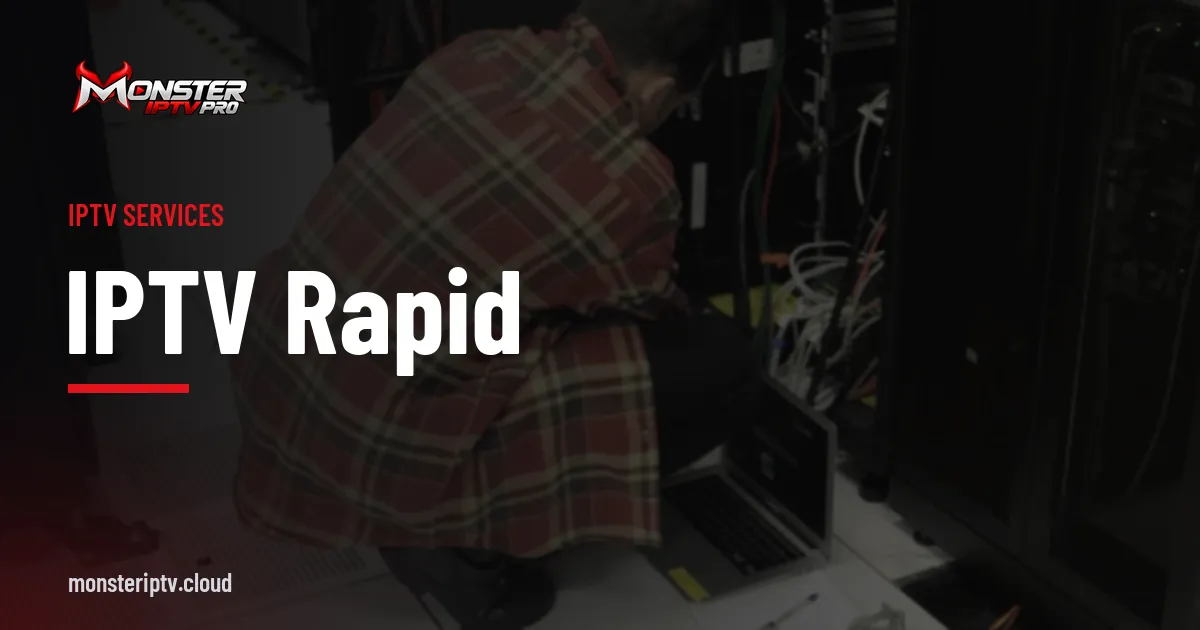 IPTV rapid banner over a technician working in a server room