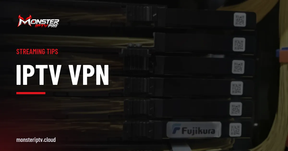 IPTV VPN banner over fibre optic network cables