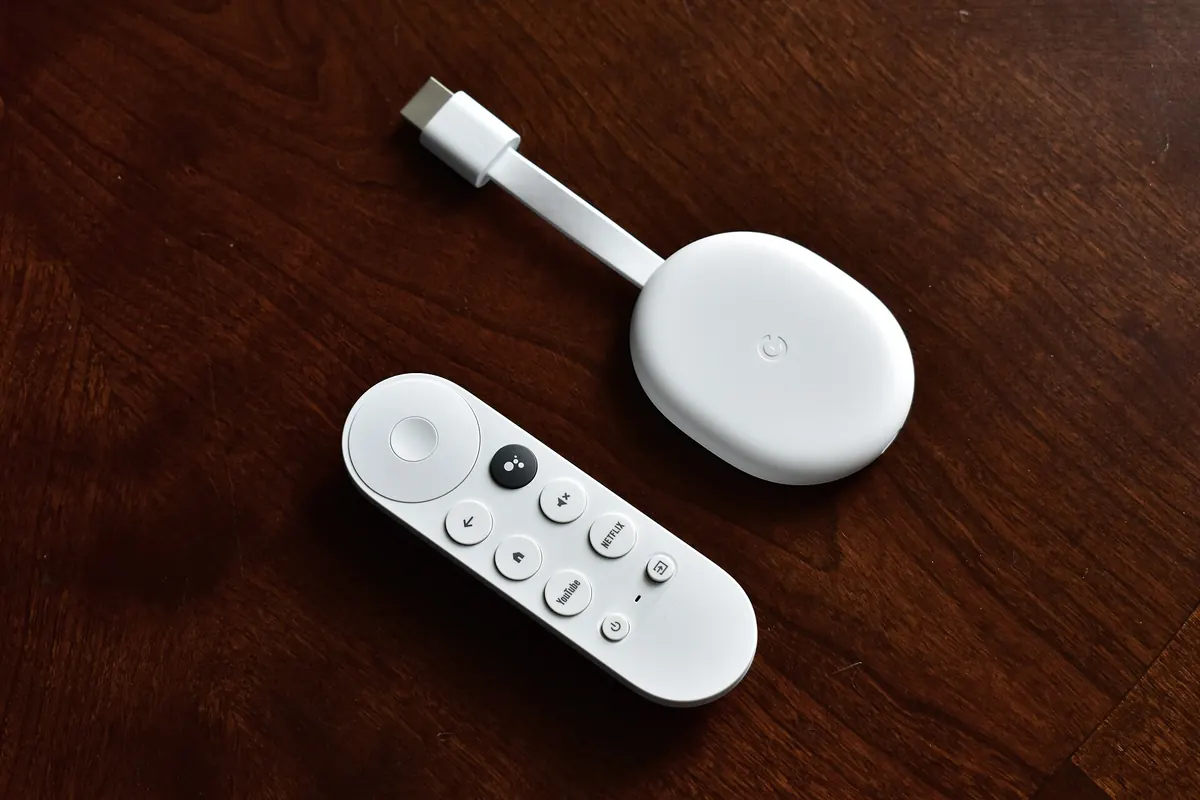 A Chromecast streaming device, one of several types of IPTV receiver