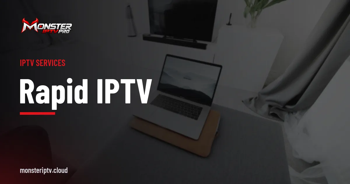rapid iptv banner over a living room with a television