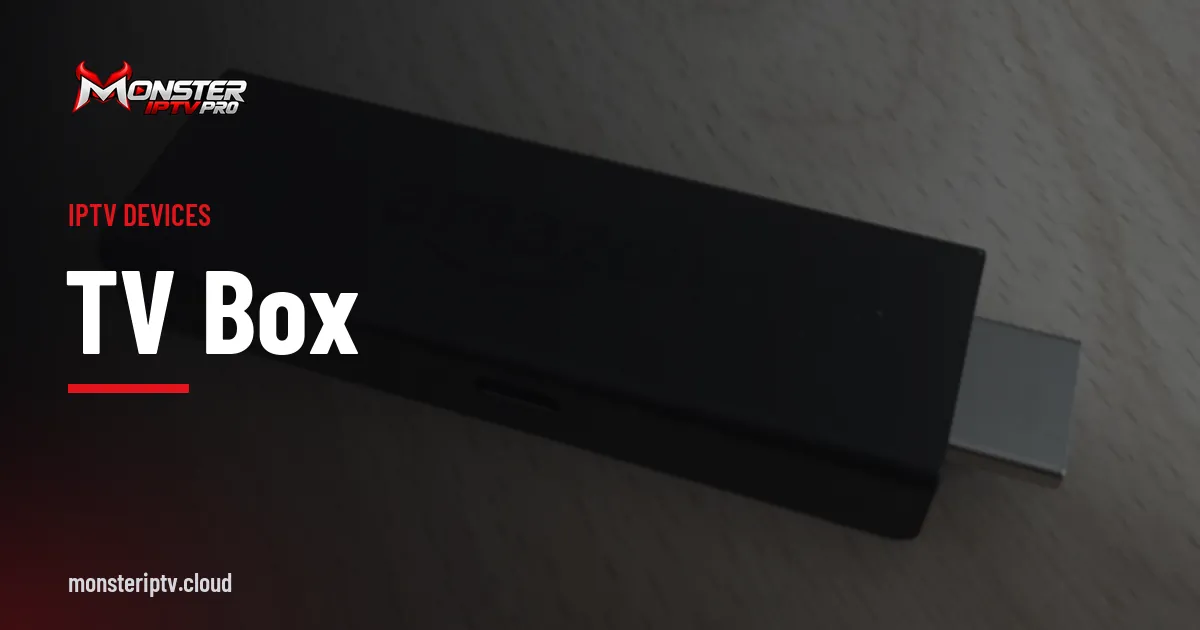 TV box banner over a Fire TV Stick and remote